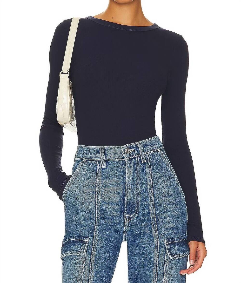 NEW ENZA COSTA silk knit crew tee in dark navy